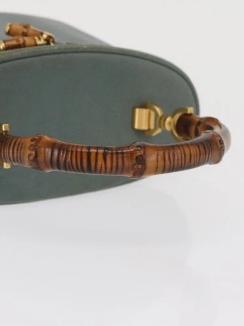 GUCCI Bamboo Vanity Cosmetic Pouch Leather Blue Gold 000 984 0232 Auth 169467 - Picture 7 of 16